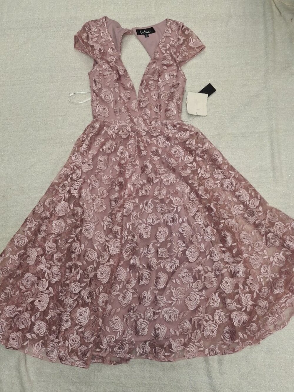 Lulus Dusty Rose Floral Backless Dress - Size XS
